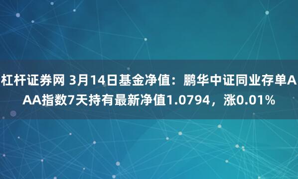 杠杆证券网 3月14日基金净值：鹏华中证同业存单AAA指数7天持有最新净值1.0794，涨0.01%