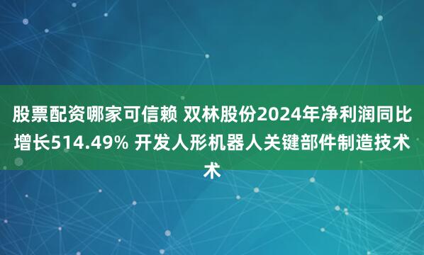 股票配资哪家可信赖 双林股份2024年净利润同比增长514.49% 开发人形机器人关键部件制造技术
