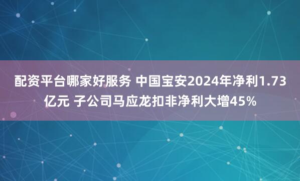 配资平台哪家好服务 中国宝安2024年净利1.73亿元 子公司马应龙扣非净利大增45%
