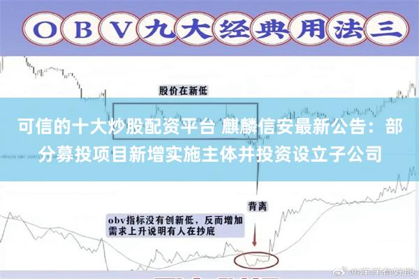 可信的十大炒股配资平台 麒麟信安最新公告：部分募投项目新增实施主体并投资设立子公司