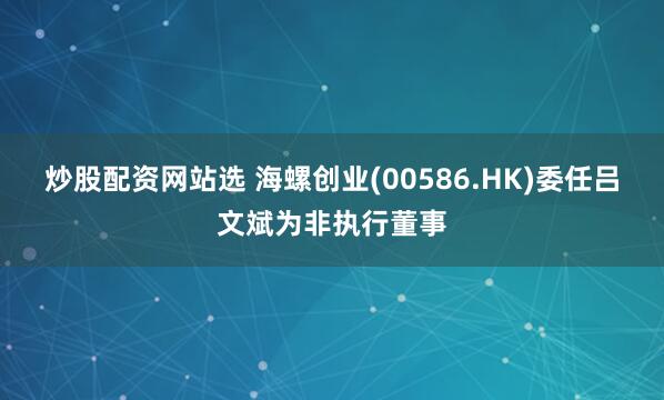 炒股配资网站选 海螺创业(00586.HK)委任吕文斌为非执行董事