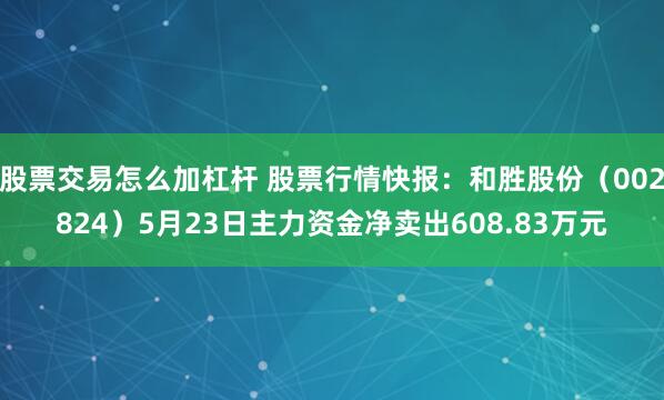 股票交易怎么加杠杆 股票行情快报：和胜股份（002824）5月23日主力资金净卖出608.83万元