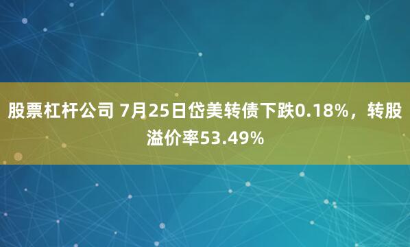 股票杠杆公司 7月25日岱美转债下跌0.18%，转股溢价率53.49%