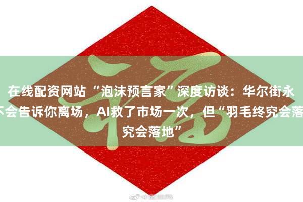 在线配资网站 “泡沫预言家”深度访谈：华尔街永远不会告诉你离场，AI救了市场一次，但“羽毛终究会落地”