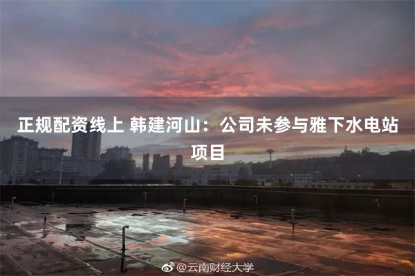 正规配资线上 韩建河山：公司未参与雅下水电站项目
