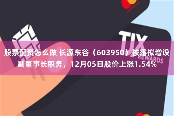 股票配资怎么做 长源东谷（603950）披露拟增设副董事长职务，12月05日股价上涨1.54%