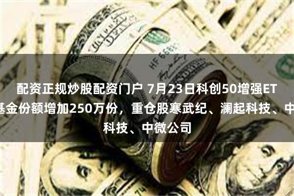 配资正规炒股配资门户 7月23日科创50增强ETF南方基金份额增加250万份，重仓股寒武纪、澜起科技、中微公司
