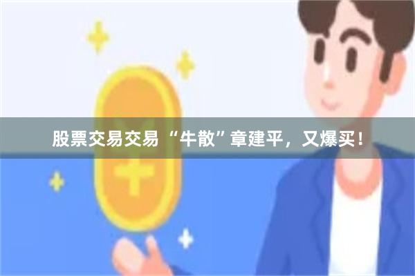 股票交易交易 “牛散”章建平，又爆买！