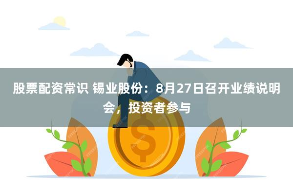 股票配资常识 锡业股份：8月27日召开业绩说明会，投资者参与