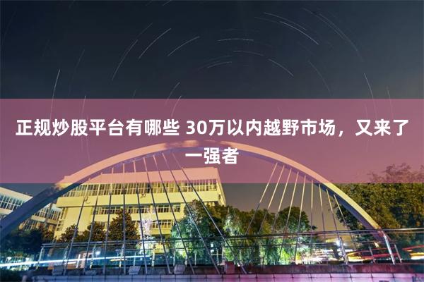正规炒股平台有哪些 30万以内越野市场，又来了一强者