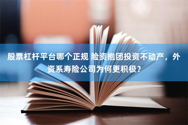 股票杠杆平台哪个正规 险资抱团投资不动产，外资系寿险公司为何更积极？